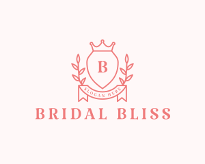 Bride - Wreath Crown Shield logo design