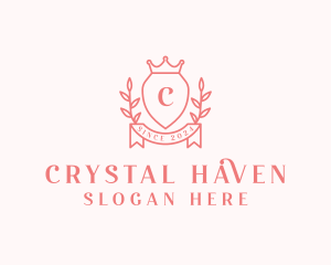 Wreath Crown Shield logo design