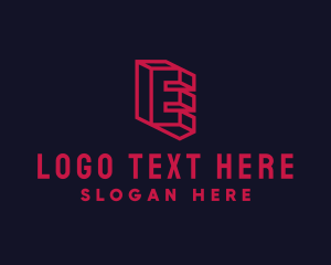 Perspective - 3D Modern Tech Letter E logo design
