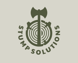 Stump - Axe Lumber Woodworking logo design