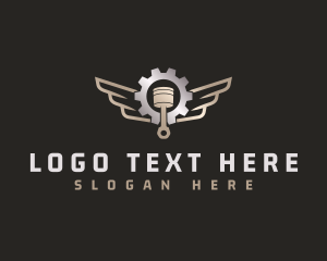 Cog - Mechanic Piston Wings logo design