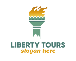 Statue Of Liberty - Liberty Torch Flame logo design