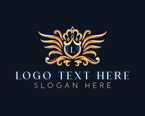 Decorative - Crown Shield Wings logo design