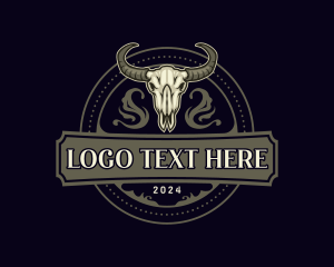 Vintage - Bull Skull Ranch logo design