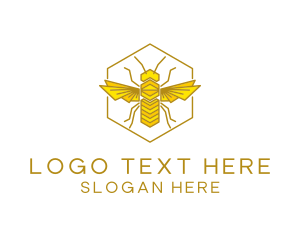 Bee - Geometric Bee Wing logo design