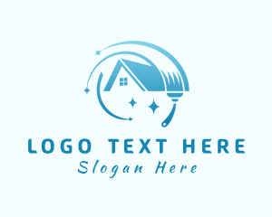 Cleaning Services - House Roof Broom logo design