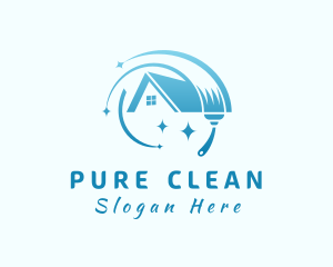 House Roof Broom logo design