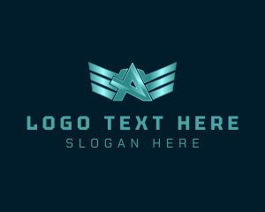 Metallic - Industrial Wings Letter A logo design