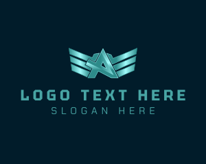 Metal - Mechanic Letter A Wings logo design