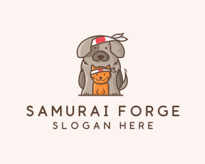 Japanese Samurai Pets logo design