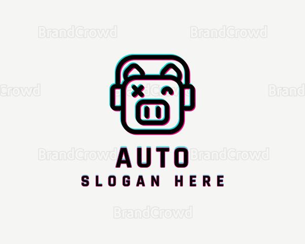 Headphone Pig Glitch Logo