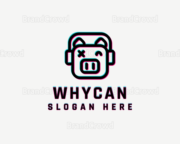 Headphone Pig Glitch Logo