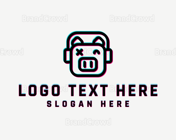 Headphone Pig Glitch Logo