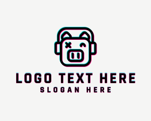 Headphone Pig Glitch Logo