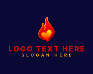 Heat - Hot Flame Heart logo design