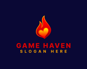 Dating - Hot Flame Heart logo design