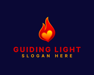 Hot Flame Heart logo design