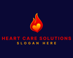 Hot Flame Heart logo design