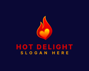 Hot Flame Heart logo design