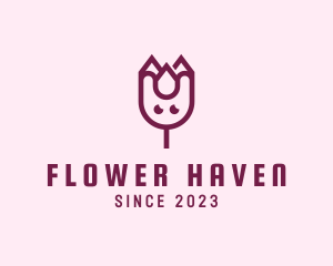 Happy Tulip Flower logo design