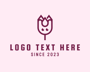 Character - Happy Tulip Flower logo design