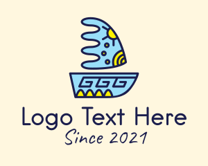 Drawing - Native Mayan Sailboat logo design