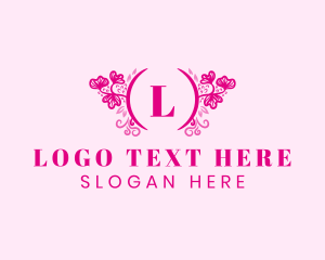 Wedding - Pink Wreath Lettermark logo design