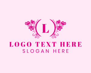 Flower Arranging - Pink Wreath Lettermark logo design