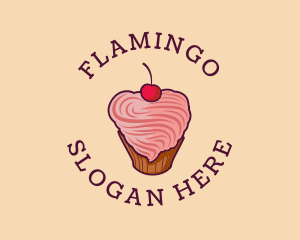 Pastry - Heart Icing Cupcake logo design