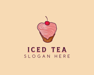 Heart Icing Cupcake logo design