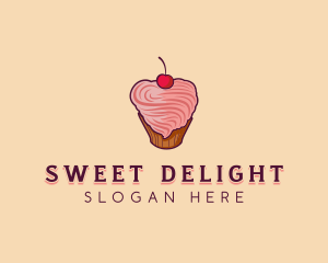 Heart Icing Cupcake logo design