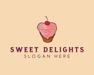 Heart Icing Cupcake logo design