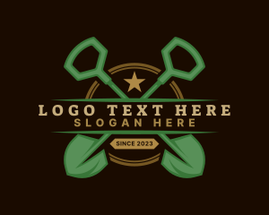 Grass - Shovel Landscaping Garden logo design