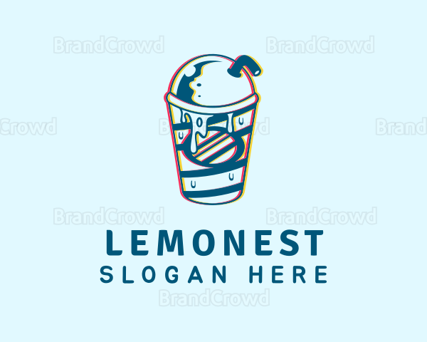 Blue Refreshment Glitch Logo