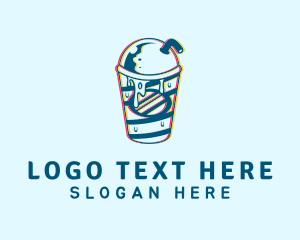 Straw - Blue Refreshment Glitch logo design