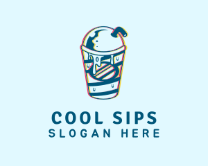 Refreshment - Blue Refreshment Glitch logo design