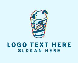 Beverage - Blue Refreshment Glitch logo design