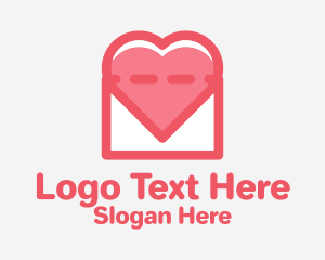 Messaging - Heart Mail Envelope logo design