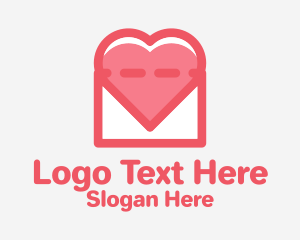 Online Dating - Heart Mail Envelope logo design