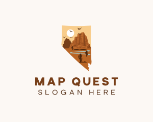 Nevada Map Mountain Canyon logo design