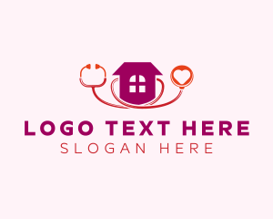 Caregiver - Heart Stethoscope House logo design