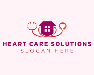 Cardiologist - Heart Stethoscope House logo design