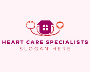 Cardiologist - Heart Stethoscope House logo design