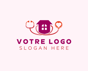 Clinic - Heart Stethoscope House logo design