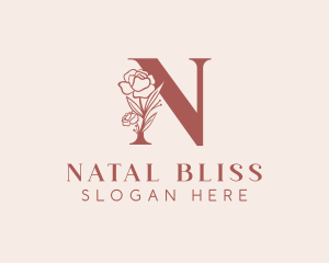 Floral Spa Letter N logo design