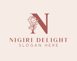 Floral Spa Letter N logo design