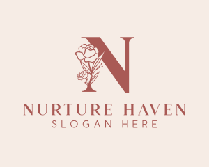 Floral Spa Letter N logo design