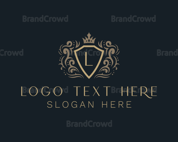 Ornament Shield Crown Logo
