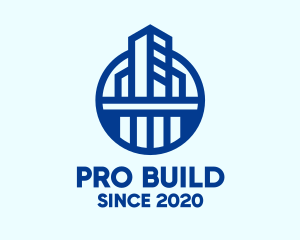 Blue Commercial Building logo design