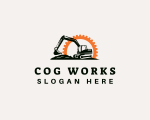 Cog Construction Excavator logo design